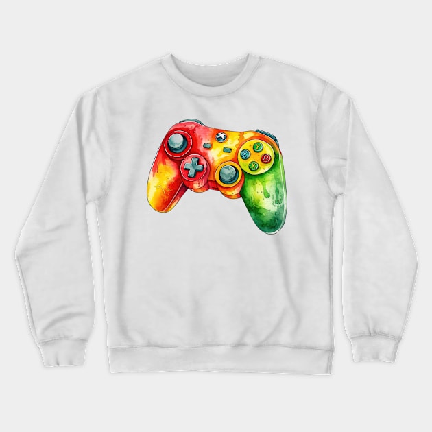 Watercolor Juneteenth Gamepad Crewneck Sweatshirt by Chromatic Fusion Studio